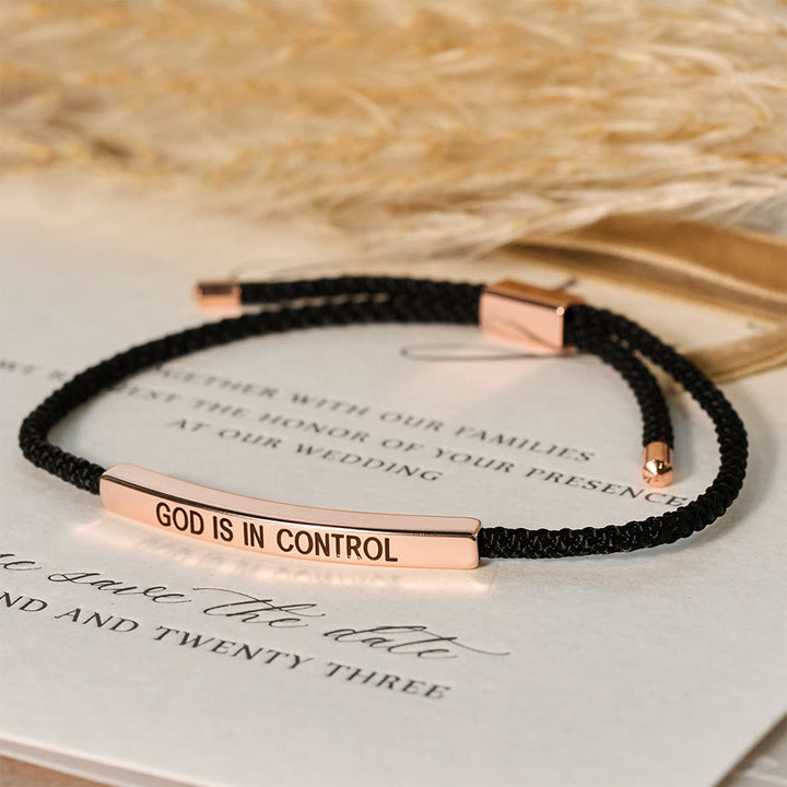 Christianartworkshop Bracelet de foi « Dieu est aux commandes » : un symbole de confiance et de bénédiction pour votre mariage - Or rose + Noir - image 16