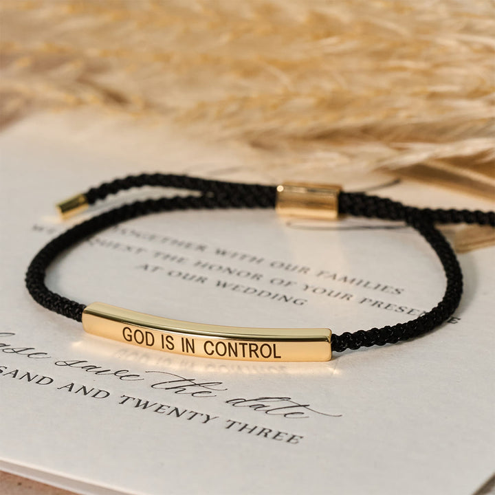 Christianartworkshop Bracelet de foi « Dieu est aux commandes » : un symbole de confiance et de bénédiction pour votre mariage - Doré + Noir - image 8