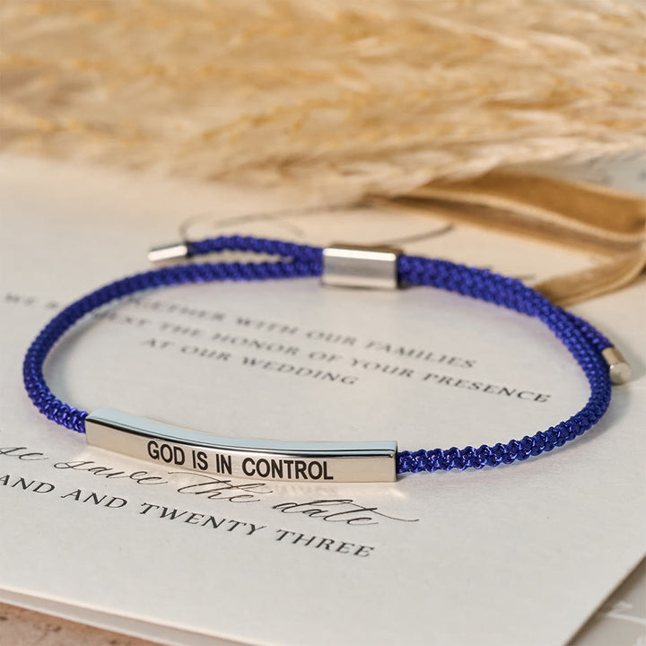 Christianartworkshop Bracelet de foi « Dieu est aux commandes » : un symbole de confiance et de bénédiction pour votre mariage - Argent et bleu - image 2