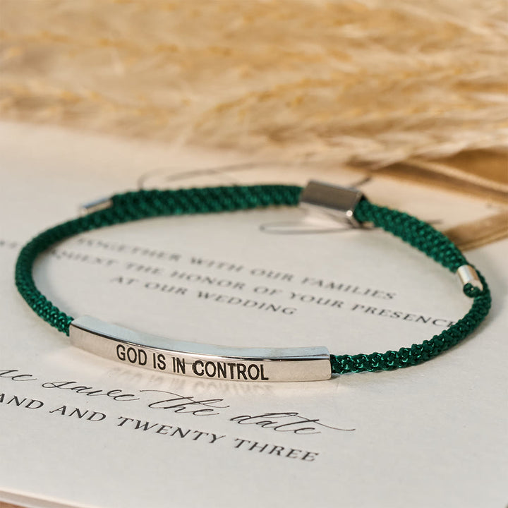 Christianartworkshop Bracelet de foi « Dieu est aux commandes » : un symbole de confiance et de bénédiction pour votre mariage - Argent + Vert - image 6
