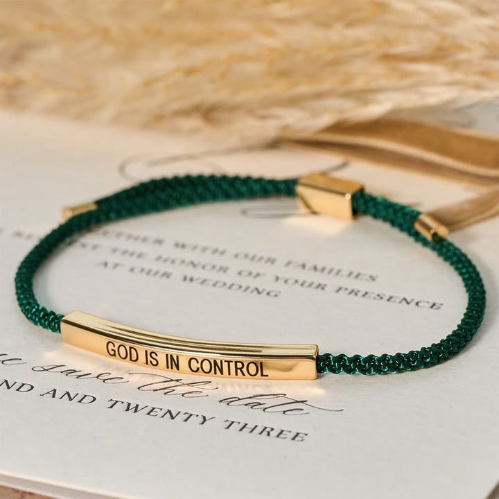Christianartworkshop Bracelet de foi « Dieu est aux commandes » : un symbole de confiance et de bénédiction pour votre mariage - Doré + Vert - image 14
