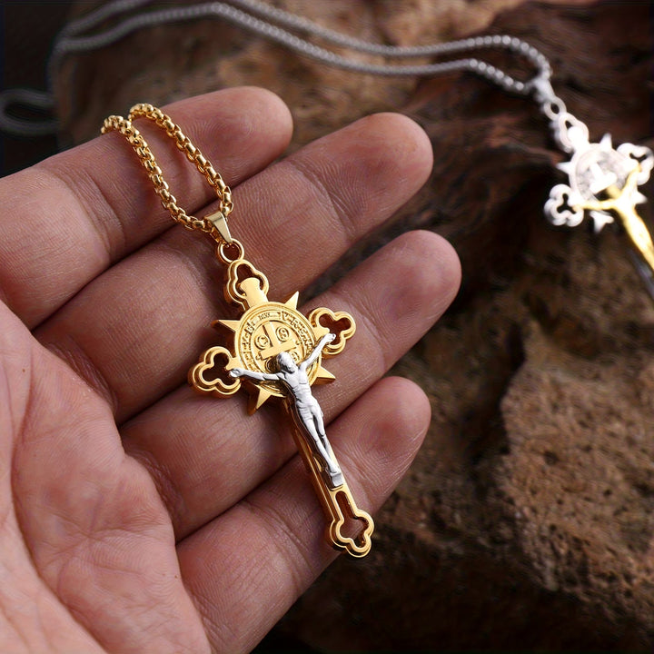 Christianartworkshop Collier pendentif crucifix ajouré : symbole de foi et de protection divine - image 3