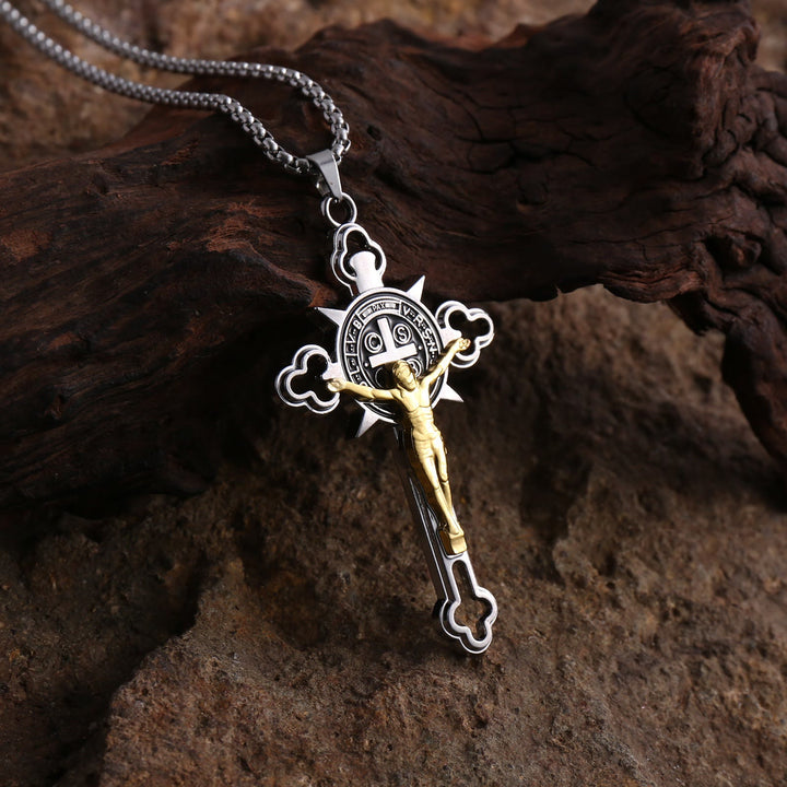 Christianartworkshop Collier pendentif crucifix ajouré : symbole de foi et de protection divine - Argent 70 cm - image 1