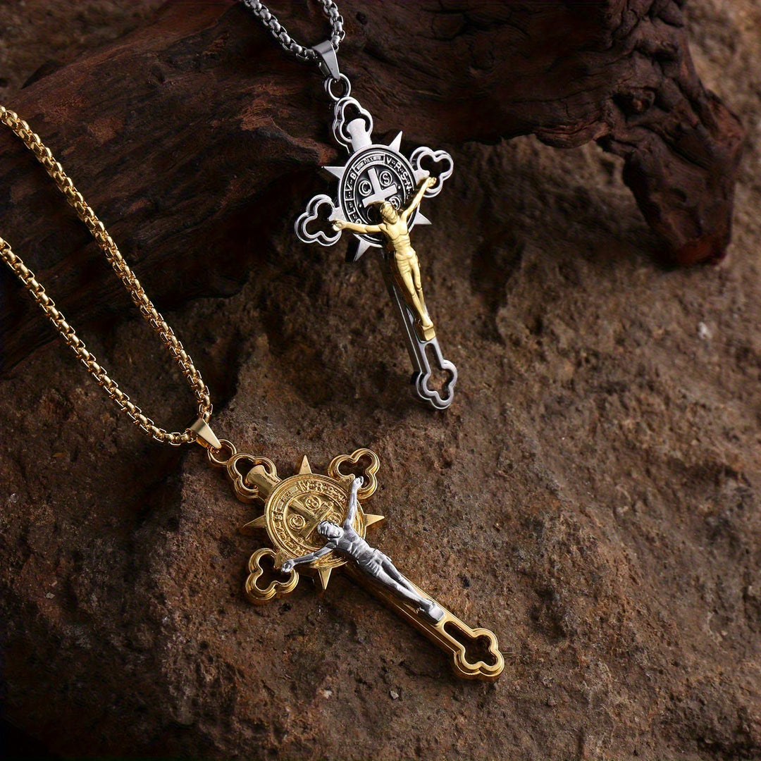 Christianartworkshop Collier pendentif crucifix ajouré : symbole de foi et de protection divine - image 0