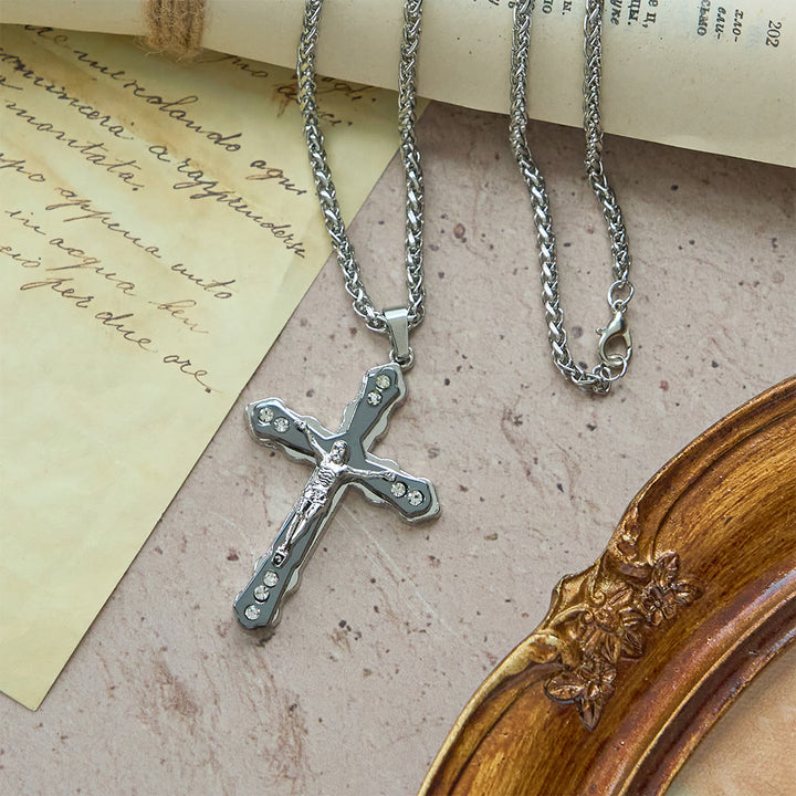 Christianartworkshop Collier crucifix sculpté bleu et argent aux détails raffinés : un accessoire sacré pour la dévotion - image 10