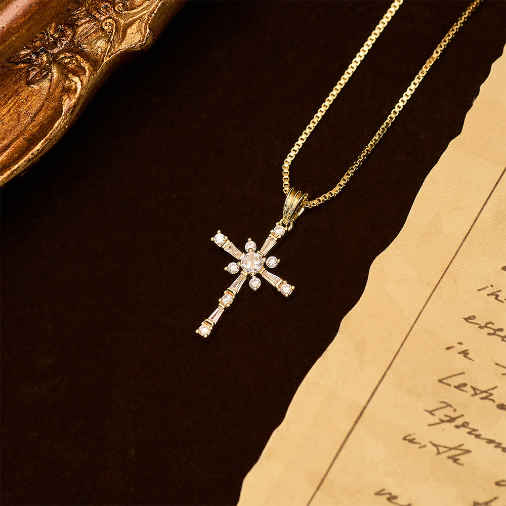 Christianartworkshop Collier croix incrustée de pierres scintillantes : un symbole de protection divine - image 4