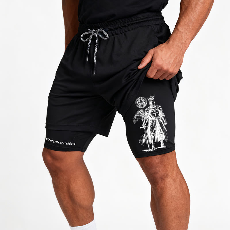 Christianartworkshop Le Seigneur est ma force et les shorts de performance de chevalier au bouclier - image 16
