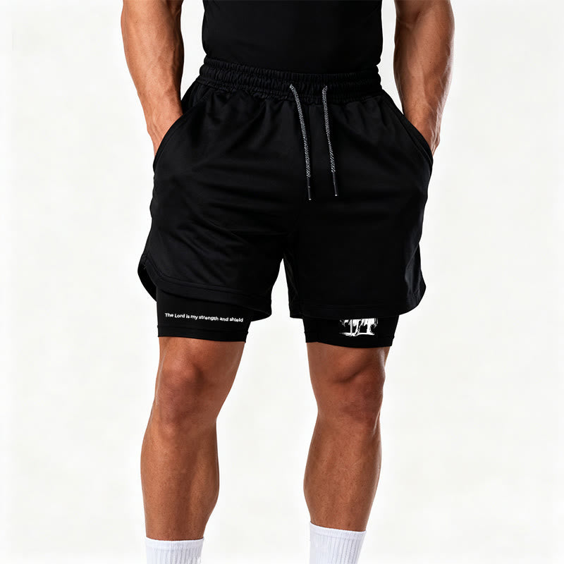 Christianartworkshop Le Seigneur est ma force et les shorts de performance de chevalier au bouclier - image 12