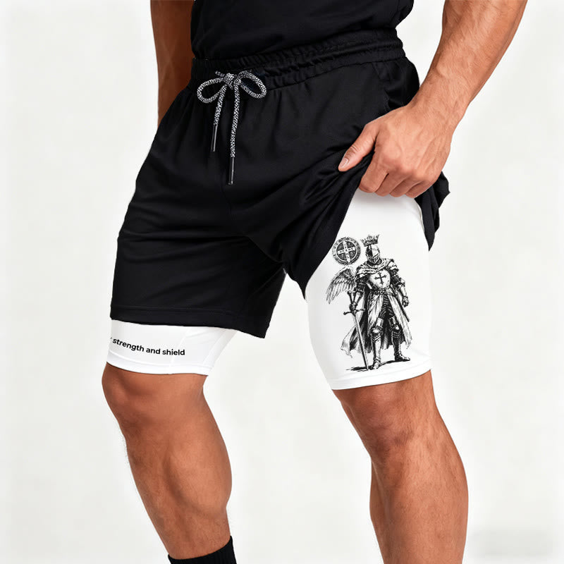 Christianartworkshop Le Seigneur est ma force et les shorts de performance de chevalier au bouclier - image 5