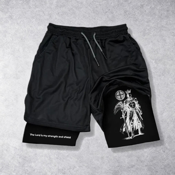 Christianartworkshop Le Seigneur est ma force et les shorts de performance de chevalier au bouclier - image 15