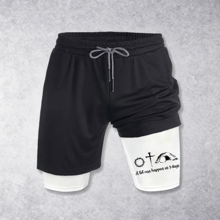 Christianartworkshop Il peut se passer beaucoup de choses en 3 jours : symboles de la résurrection (shorts de performance) - Blanc - 3XL - image 0