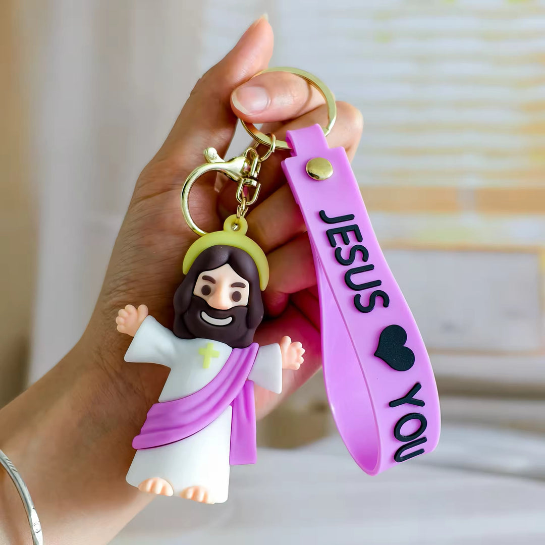 Christianartworkshop Jésus et JÉSUS VOUS AIME Porte-clés accessoire quotidien touchant Jésus & JÉSUS VOUS AIME - Violet - image 13