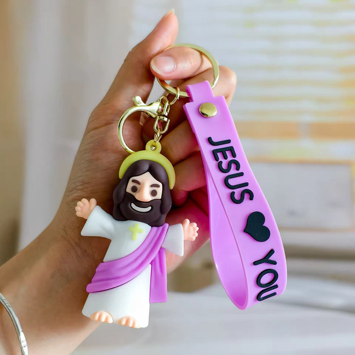 Christianartworkshop Jésus et JÉSUS VOUS AIME Porte-clés accessoire quotidien touchant Jésus & JÉSUS VOUS AIME - Violet - image 13
