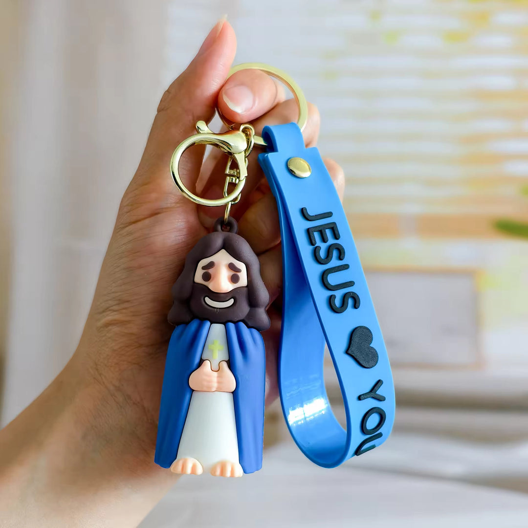 Christianartworkshop Jésus et JÉSUS VOUS AIME Porte-clés accessoire quotidien touchant Jésus & JÉSUS VOUS AIME - Bleu - image 12