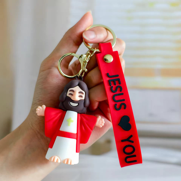 Christianartworkshop Jésus et JÉSUS VOUS AIME Porte-clés accessoire quotidien touchant Jésus & JÉSUS VOUS AIME - Rouge - image 10