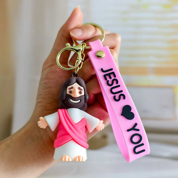 Christianartworkshop Jésus et JÉSUS VOUS AIME Porte-clés accessoire quotidien touchant Jésus & JÉSUS VOUS AIME - Rose - image 11