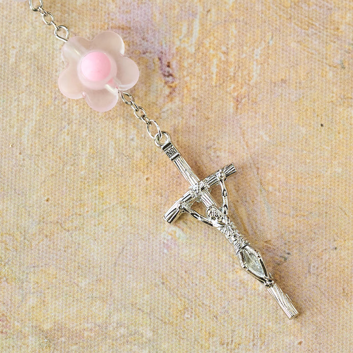 Christianartworkshop Chapelet à perles pastel et motif floral : symbole de pureté et de foi mariales - image 6