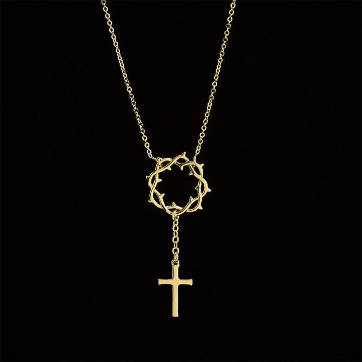 Christianartworkshop Collier Croix Couronne d'Épines : Symbole de la Passion et de la Rédemption du Christ - Doré - image 2