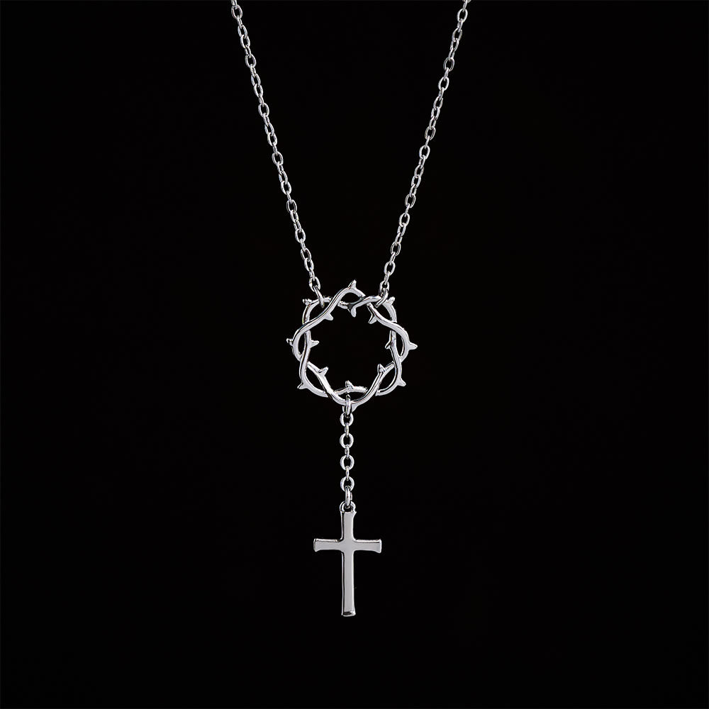Christianartworkshop Collier Croix Couronne d'Épines : Symbole de la Passion et de la Rédemption du Christ - Argent - image 4