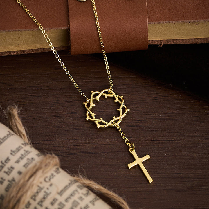 Christianartworkshop Collier Croix Couronne d'Épines : Symbole de la Passion et de la Rédemption du Christ - image 3