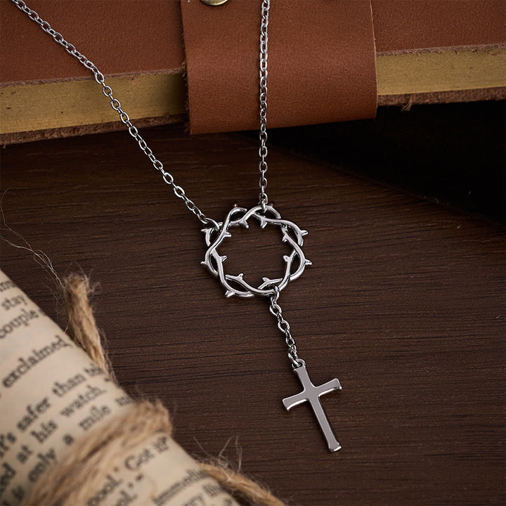 Christianartworkshop Collier Croix Couronne d'Épines : Symbole de la Passion et de la Rédemption du Christ - image 5