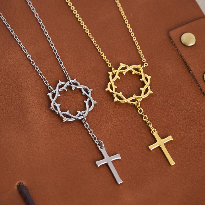 Christianartworkshop Collier Croix Couronne d'Épines : Symbole de la Passion et de la Rédemption du Christ - image 0