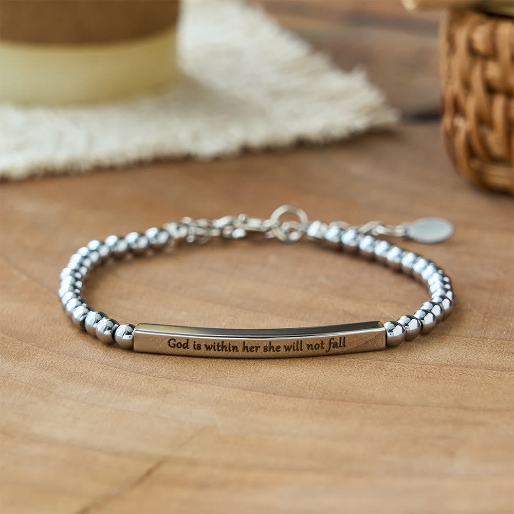 Christianartworkshop Bracelet de perles gravé « Force et Courage » : Symbole de force et de courage divins - image 2