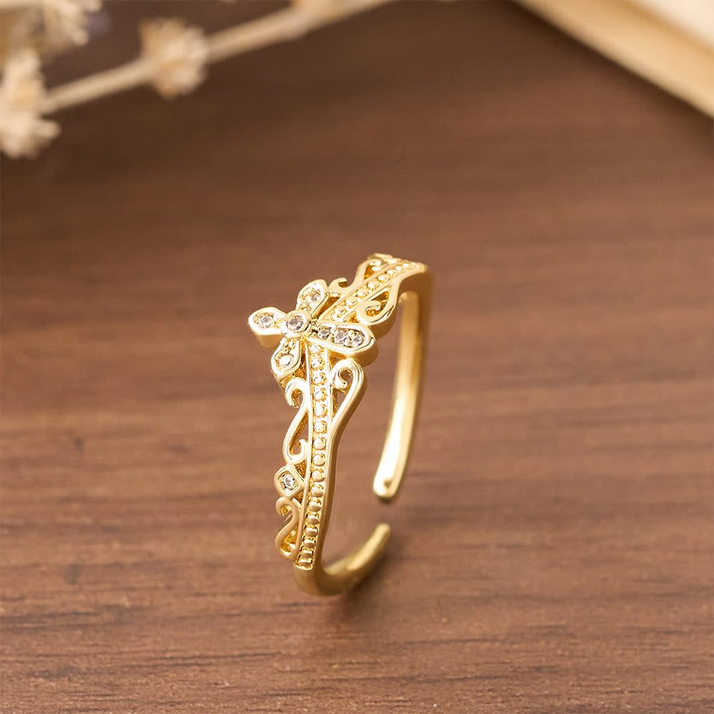 Bague croix-couronne style double poli Christianartworkshop : Portez Sa protection royale près de vous au quotidien - image 5