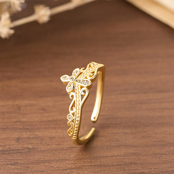 Bague croix-couronne style double poli Christianartworkshop : Portez Sa protection royale près de vous au quotidien - image 5