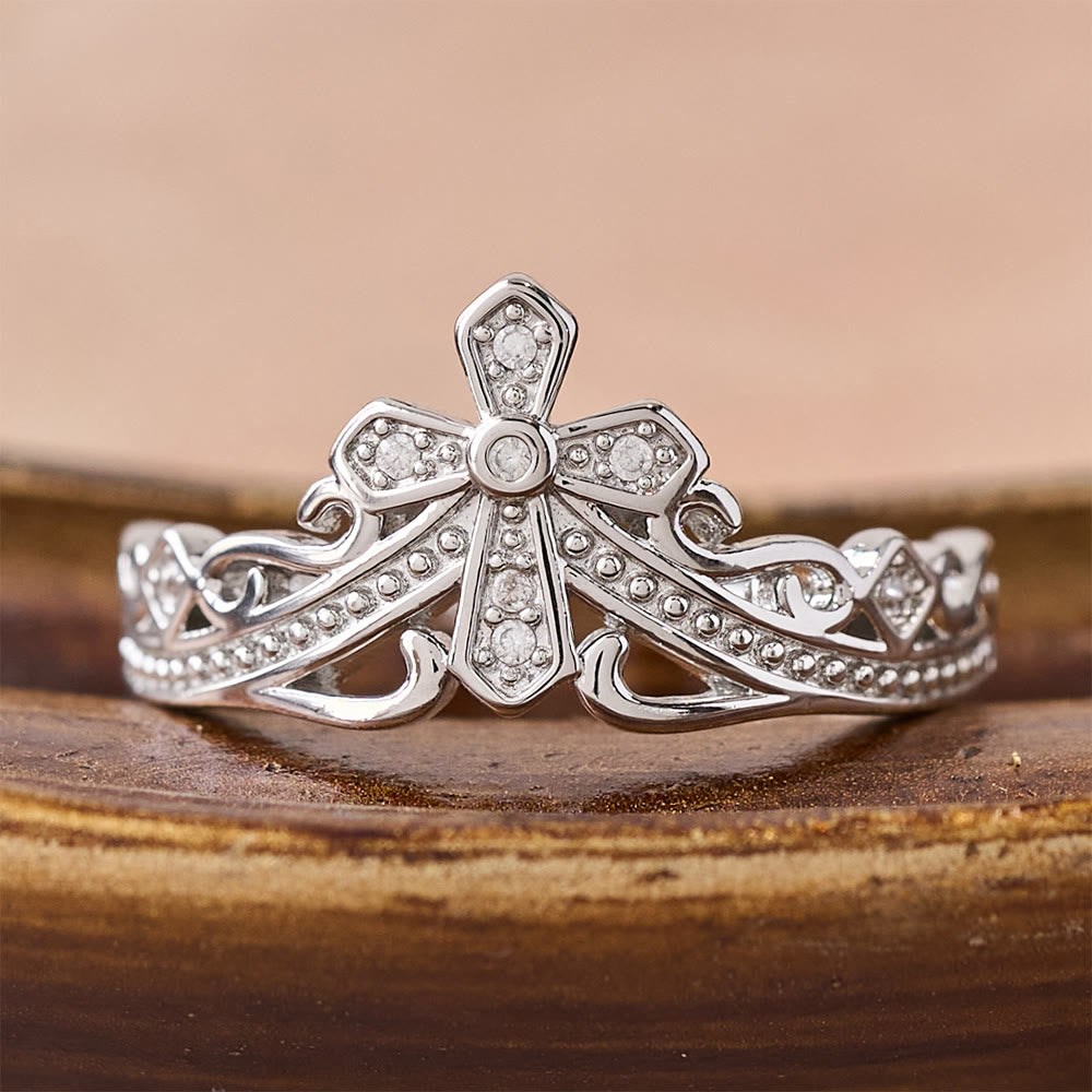 Bague croix-couronne style double poli Christianartworkshop : Portez Sa protection royale près de vous au quotidien - Argent (Convient aux tailles américaines 10 à 15) - image 9