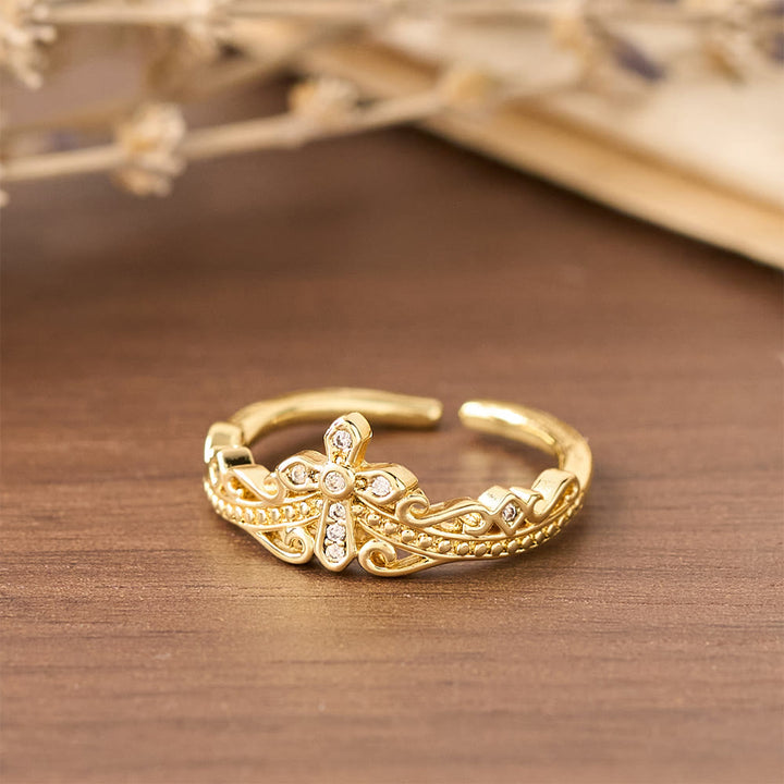 Bague croix-couronne style double poli Christianartworkshop : Portez Sa protection royale près de vous au quotidien - image 4