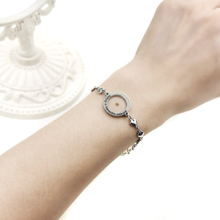 Christianartworkshop Bracelet « Matthieu 17:20 et Luc 1:37 » avec graine de moutarde : maillons en forme de cœur ornés de zircon. - image 17