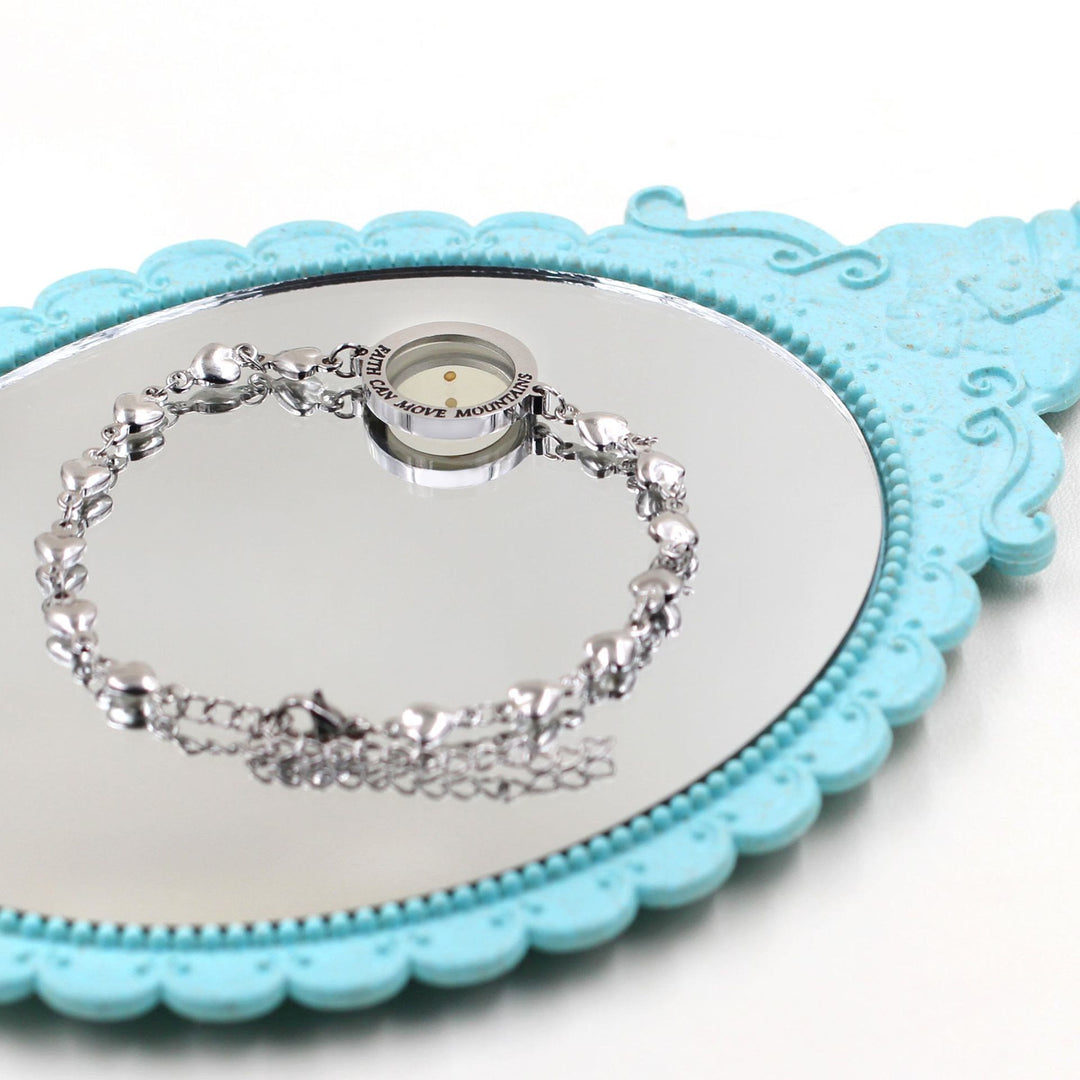 Christianartworkshop Bracelet « Matthieu 17:20 et Luc 1:37 » avec graine de moutarde : maillons en forme de cœur ornés de zircon. - image 14