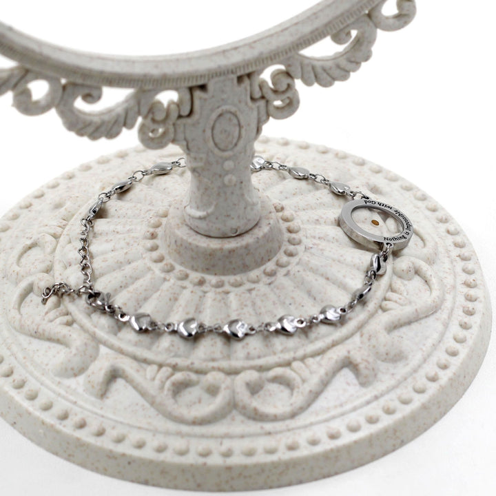 Christianartworkshop Bracelet « Matthieu 17:20 et Luc 1:37 » avec graine de moutarde : maillons en forme de cœur ornés de zircon. - image 20