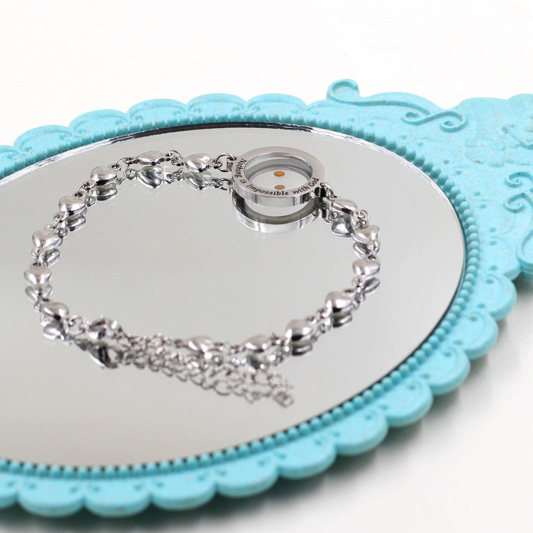 Christianartworkshop Bracelet « Matthieu 17:20 et Luc 1:37 » avec graine de moutarde : maillons en forme de cœur ornés de zircon. - image 19
