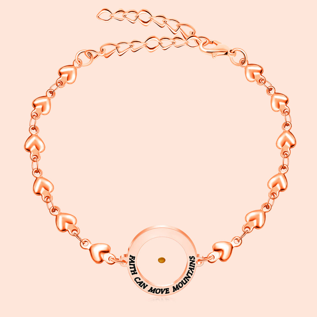 Christianartworkshop Bracelet « Matthieu 17:20 et Luc 1:37 » avec graine de moutarde : maillons en forme de cœur ornés de zircon. - image 3