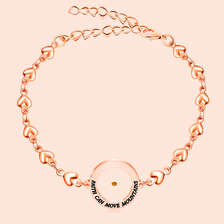 Christianartworkshop Bracelet « Matthieu 17:20 et Luc 1:37 » avec graine de moutarde : maillons en forme de cœur ornés de zircon. - image 3