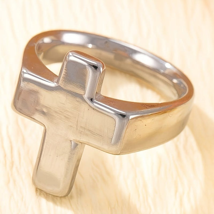 Christianartworkshop Bague en métal à croix : finition polie pour un style de foi intemporel - Argent - US 13 - image 6
