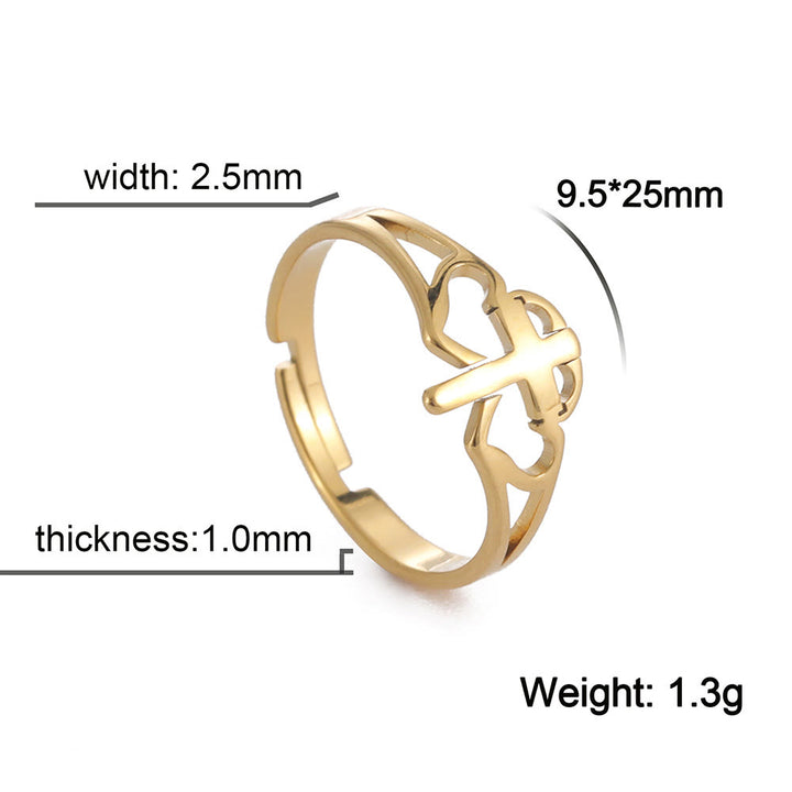 Christianartworkshop Bague ajourée en forme de croix et de cœur : symbole de l’amour du Christ et de sa fidélité. - image 6