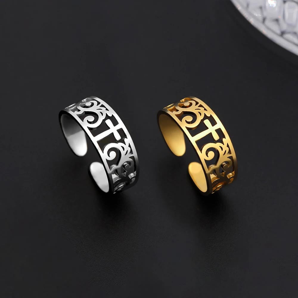 Christianartworkshop Bague en filigrane ajouré en forme de croix : un symbole de la grâce éternelle du Christ - image 0
