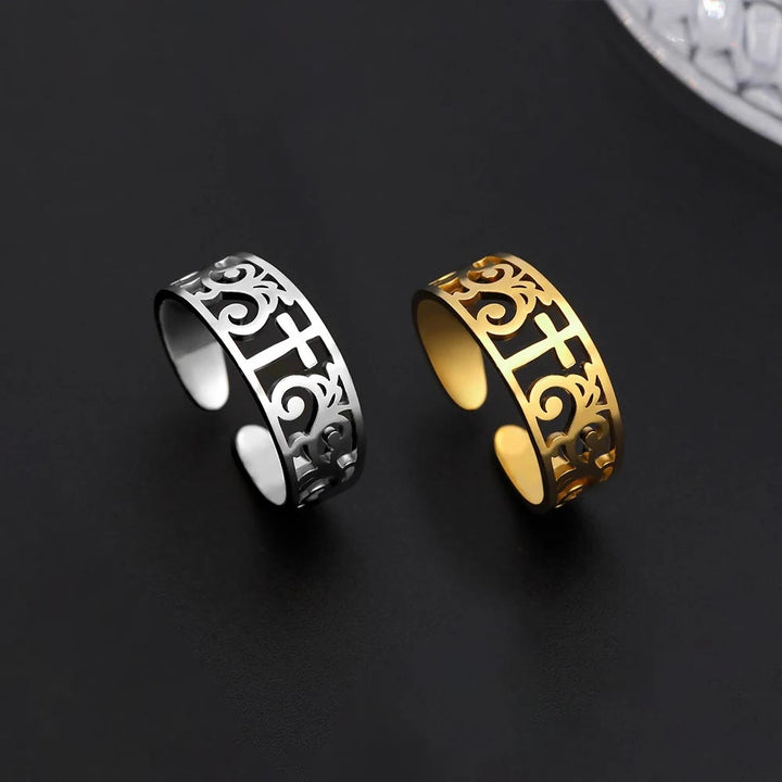 Christianartworkshop Bague en filigrane ajouré en forme de croix : un symbole de la grâce éternelle du Christ - image 0