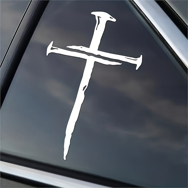 Christianartworkshop Autocollant en vinyle à motif croix vieillie : résistant aux intempéries, pour vitre de voiture - image 2