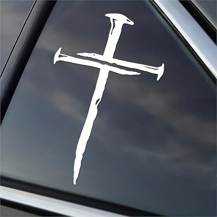 Christianartworkshop Autocollant en vinyle à motif croix vieillie : résistant aux intempéries, pour vitre de voiture - image 2