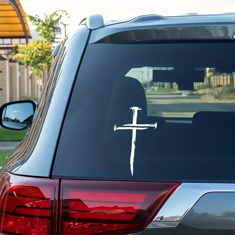 Christianartworkshop Autocollant en vinyle à motif croix vieillie : résistant aux intempéries, pour vitre de voiture - image 4