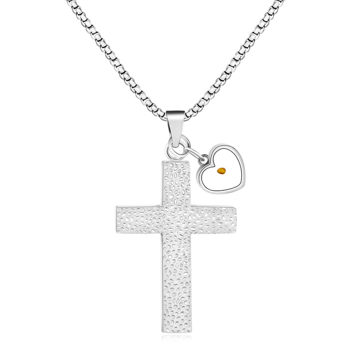 Christianartworkshop Collier texturé croix et graines de moutarde : Breloques métalliques pour des rappels spirituels - Argent - image 6