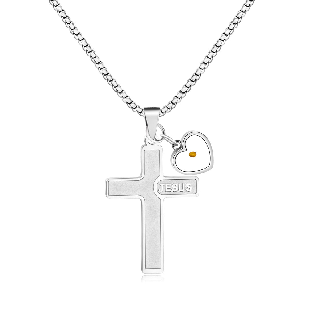Christianartworkshop Collier croix en graine de moutarde gravée à l'effigie de Jésus : un symbole de l'amour du Christ et de la puissance de la foi - Argent - image 5
