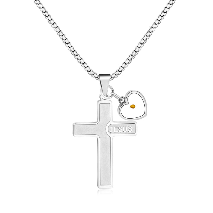 Christianartworkshop Collier croix en graine de moutarde gravée à l'effigie de Jésus : un symbole de l'amour du Christ et de la puissance de la foi - Argent - image 5