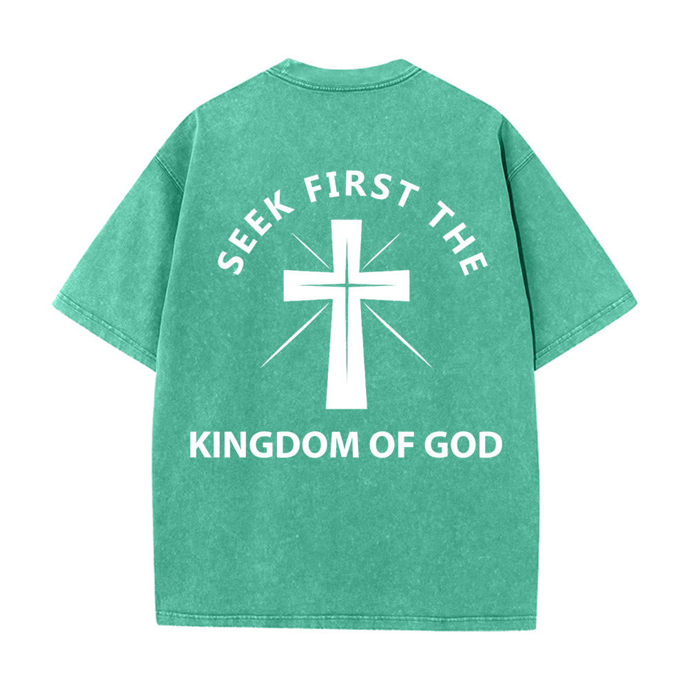 Christianartworkshop T-shirt unisexe délavé « Cherchez d'abord le royaume de Dieu » - image 7