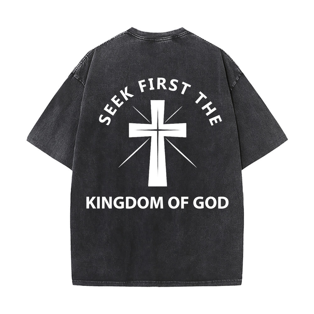 Christianartworkshop T-shirt unisexe délavé « Cherchez d'abord le royaume de Dieu » - image 1