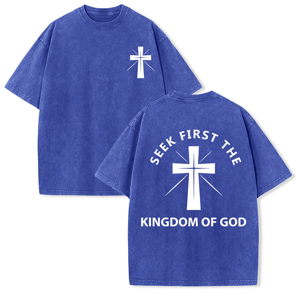 Christianartworkshop T-shirt unisexe délavé « Cherchez d'abord le royaume de Dieu » - Bleu - 5XL - image 18